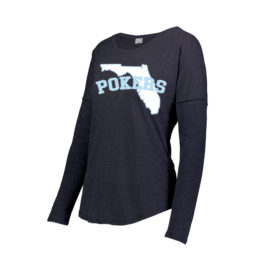 [FTLCUBNV-FAXS-LOGO1] Decker Women's Tri-Blend T-Shirt - Long Sleeve (Female Adult XS, Navy, Logo 1)